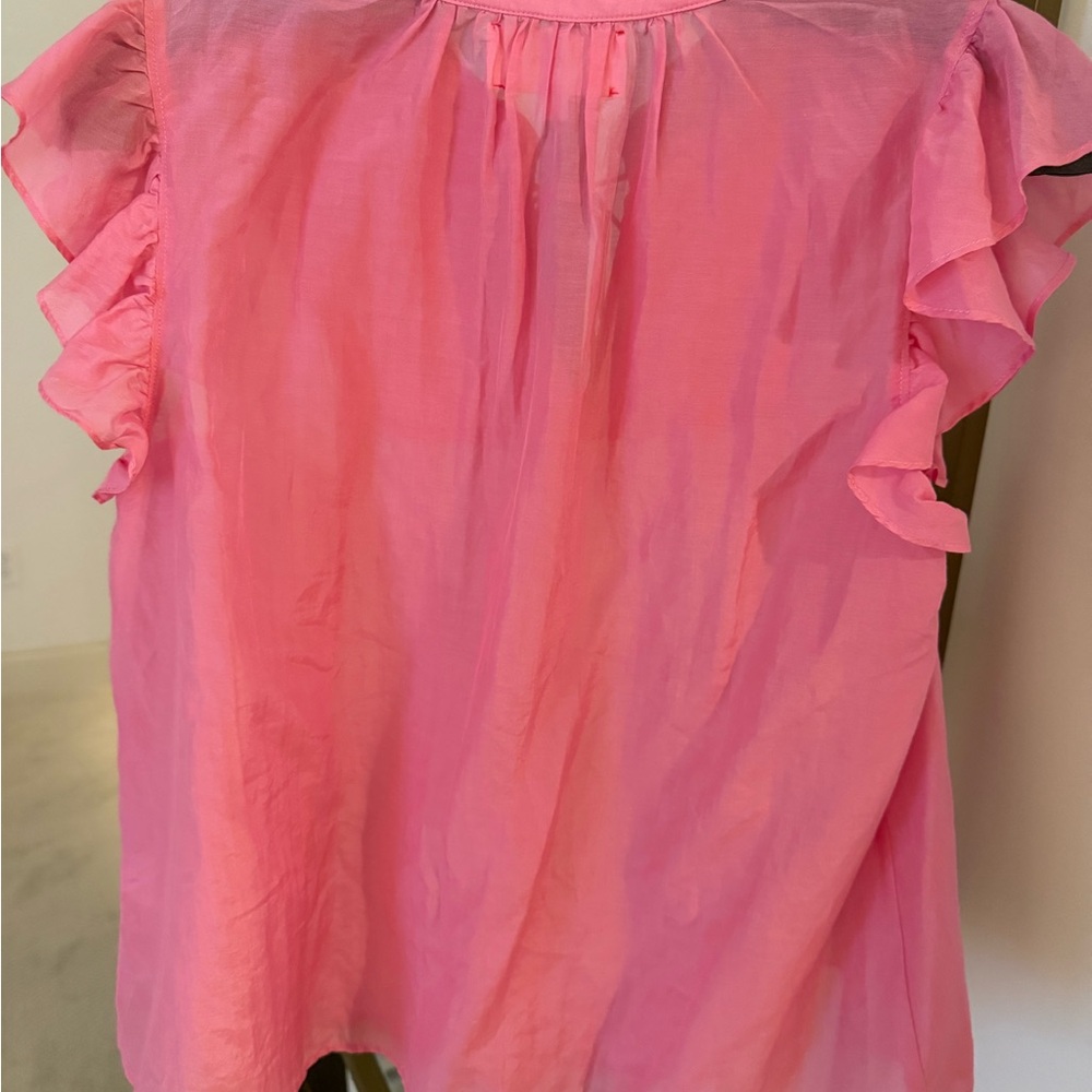 XiRENA Pink Smocked Keyhole Flutter Top - Picture 4 of 4